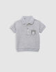 Conjunto bermudas caqui y polo gris bebé niño-4