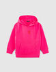 Sudadera rosa algod&oacute;n felpa maxi mensaje bordado ni&ntilde;o-1