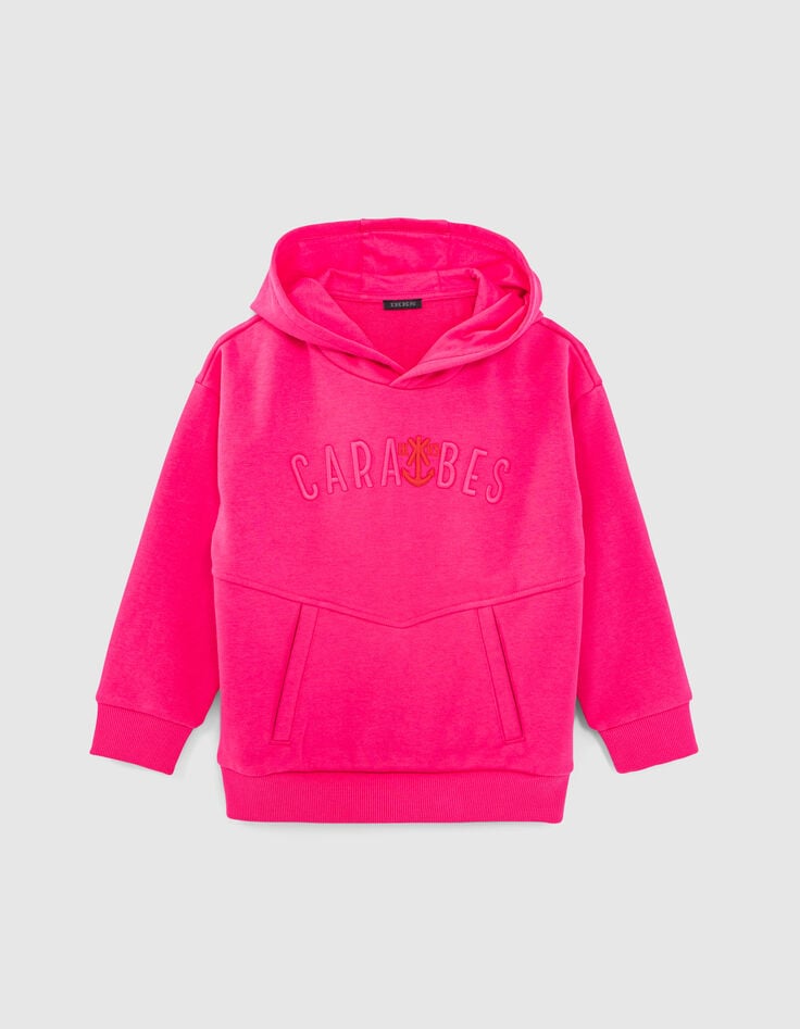 Sudadera rosa algod&oacute;n felpa maxi mensaje bordado ni&ntilde;o-1
