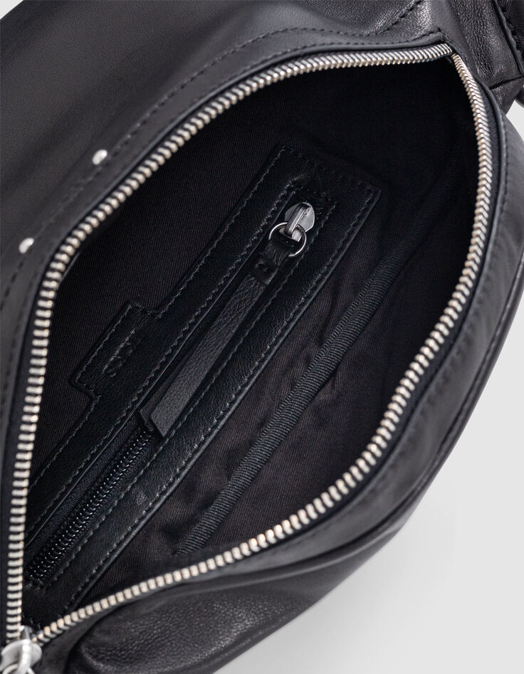 Sac banane 1440 noir cuir matelassé Femme-5