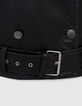 Women’s black leather jacket with faux sheepskin collar-5