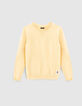 Pull jaune tricot message jacquard au dos garçon-3