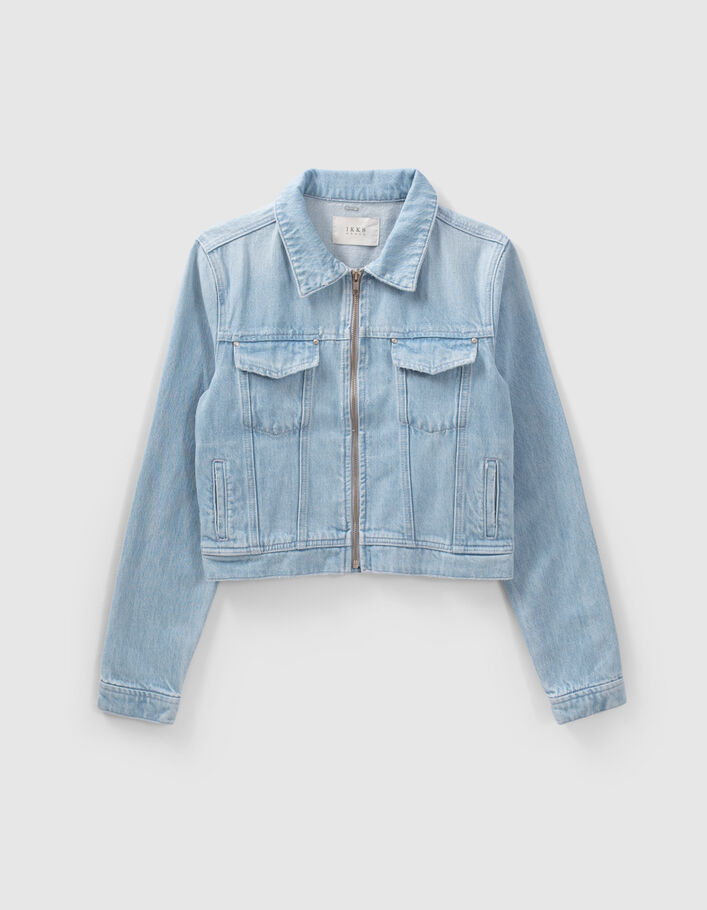 Women’s light blue organic cotton denim jacket - IKKS