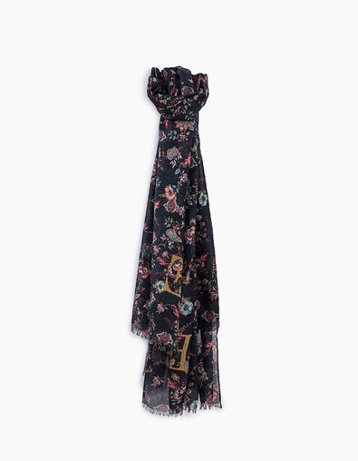 Chèche fin imprimé floral bords frangés femme - IKKS