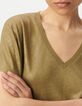 Camiseta manga corta caqui irisado acanalada mujer-4