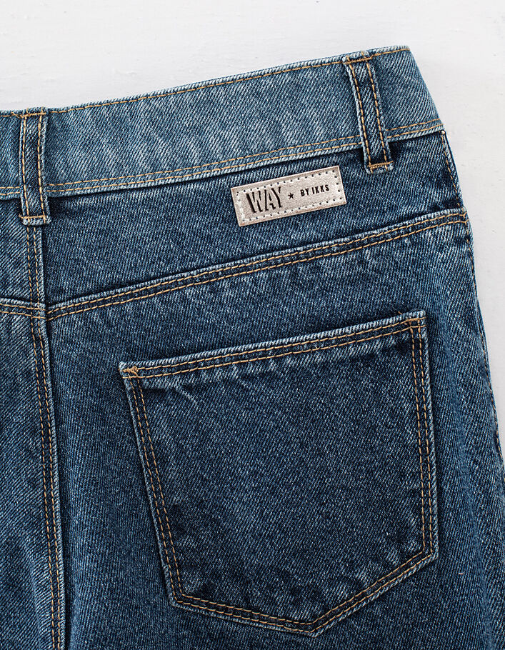 Girls' vintage blue organic 7/8 mom jeans - IKKS