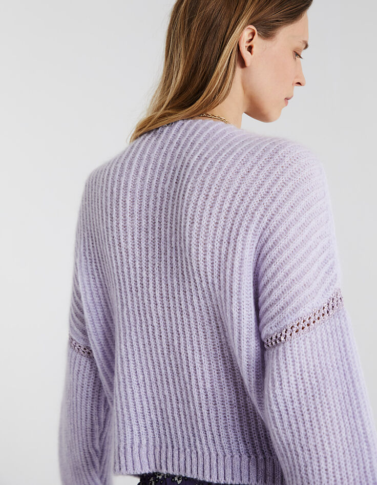 Pull en laine mousseuse coloris lilas femme-3