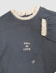 Girls’ blue embroidered long-sleeved T-shirt, ruff collar-2
