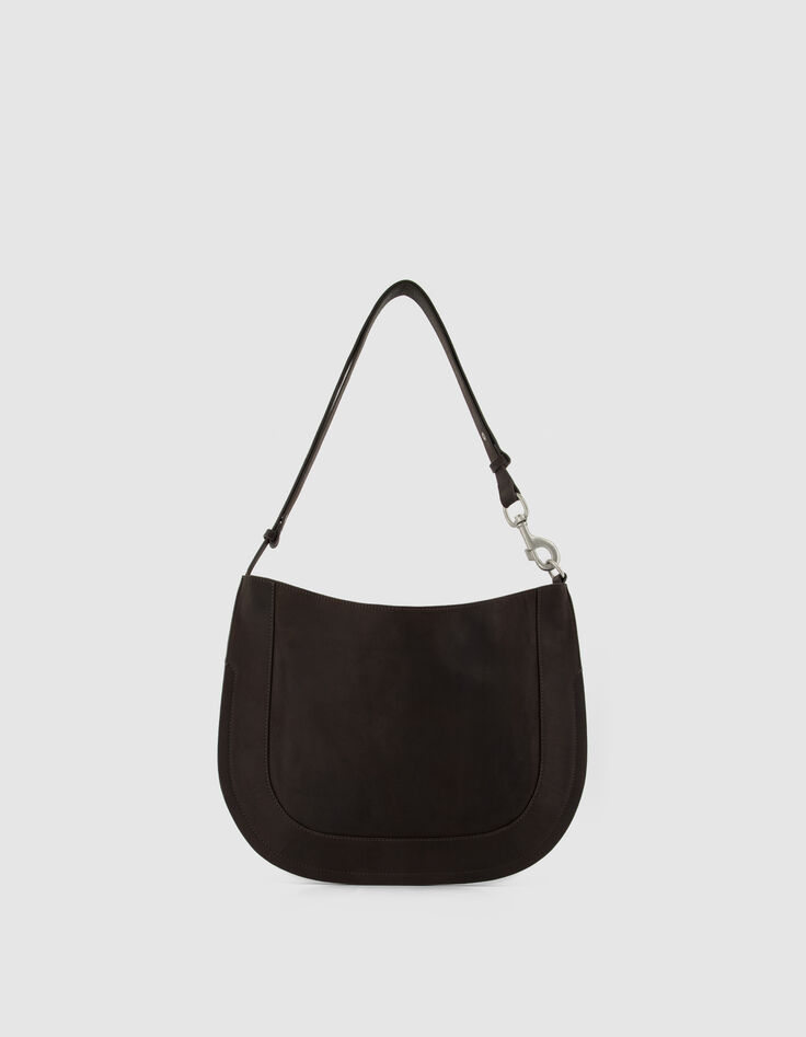 Bruin lederen damesschoudertas met oogdecoratie-3