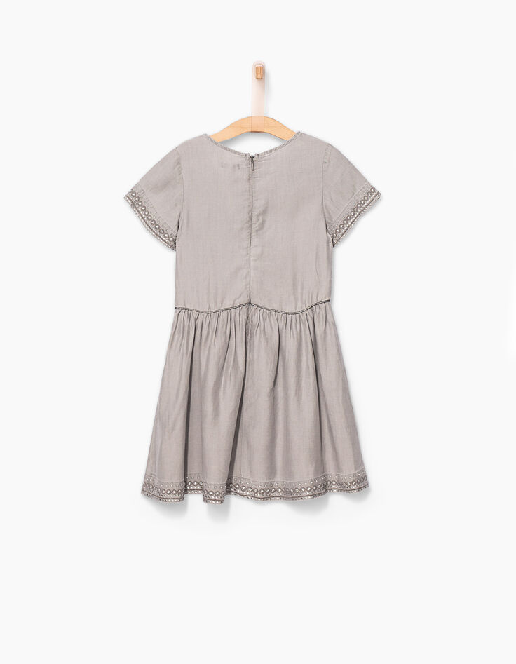 Girls’ grey flowing dress, placed embroidery-3