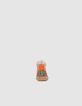Women’s beige, orange and leopard  leather mix trainers-3