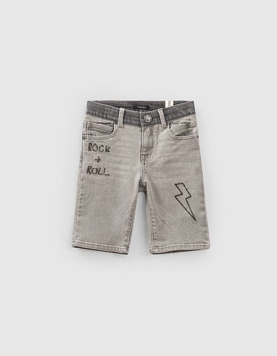Jeansbermuda bleach grey biokatoen geborduurd jongens  - IKKS