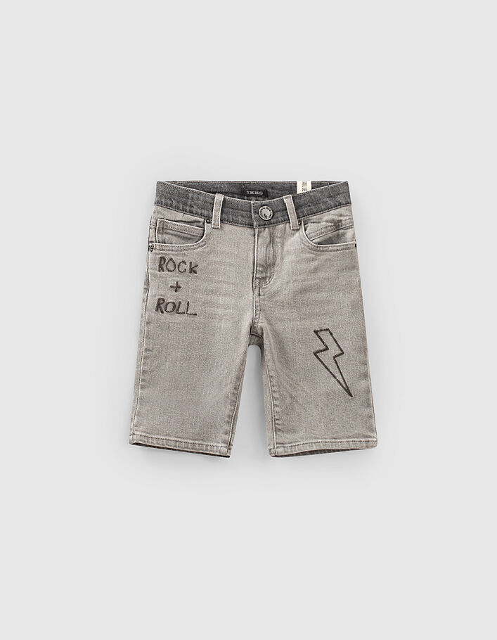 Boys’ bleached grey embroidered organic cotton jeans - IKKS