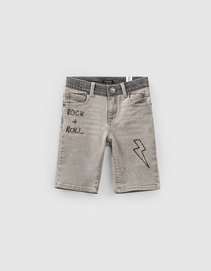 Jeansbermuda bleach grey biokatoen geborduurd jongens -1 Jeansbermuda bleach grey biokatoen geborduurd jongens -1