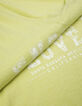 Tee-shirt col V vert &agrave; message Femme-7