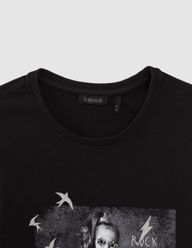 Schwarzes M&auml;dchenshirt mit Mini-Rockerin-2