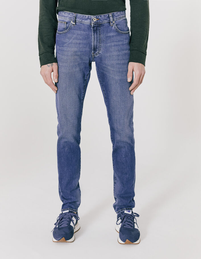 Blau graue Herren-Jeans im SLIM-Fit aus Bio-Baumwolle - IKKS