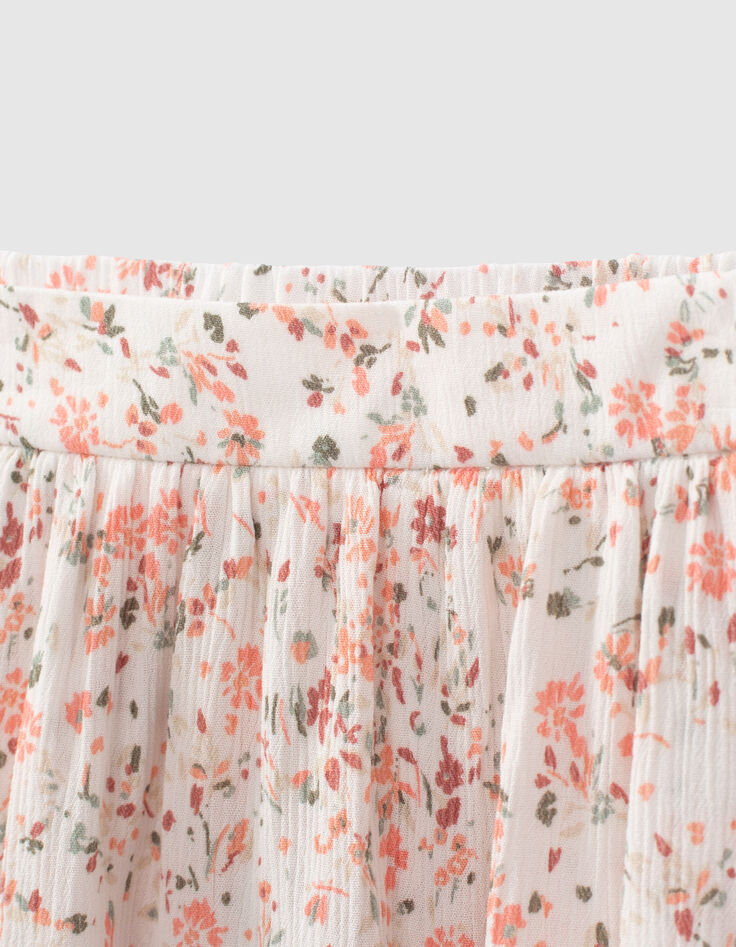 Jupe-short blanc cassé imprimé fleuri fille-2 Jupe-short blanc cassé imprimé fleuri fille-2