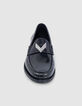 Women's black glac&eacute; leather loafers-2