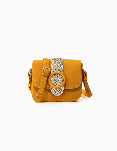 Gelbe Veloursledertasche mit goldfarbenem Riemen I.Code - IKKS
