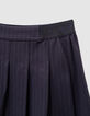 Girls’ navy pinstripe pleated short skirt-2