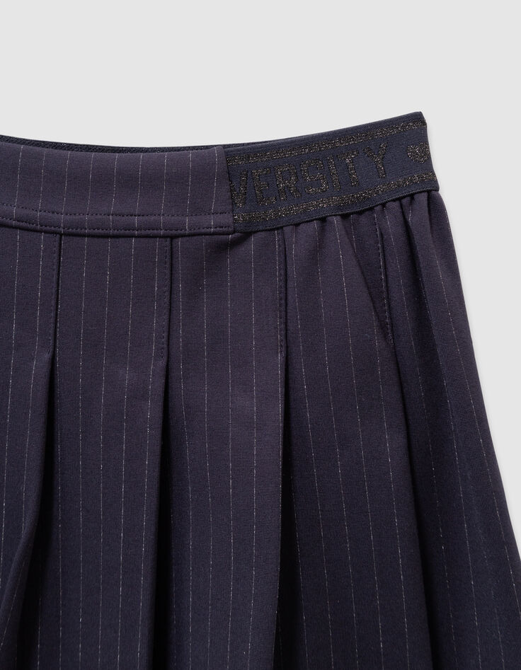 Girls’ navy pinstripe pleated short skirt-2 Girls’ navy pinstripe pleated short skirt-2