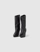 Schwarze Damenlederstiefeletten mit schmalem Absatz-2