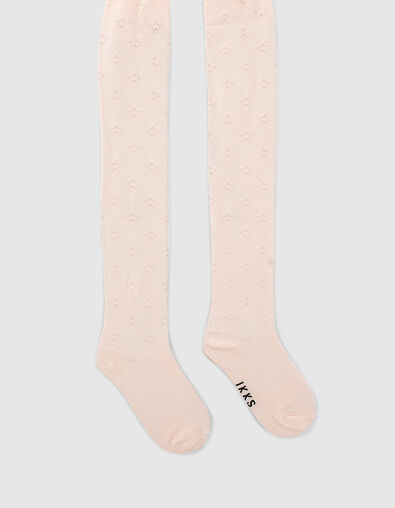 Collants rose pâle en tricot ajouré étoiles fille - IKKS