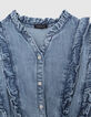 Blaues Mädchenjeanskleid mit Rüschen-5