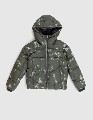 Boys’ khaki tie-dye hooded padded jacket - IKKS