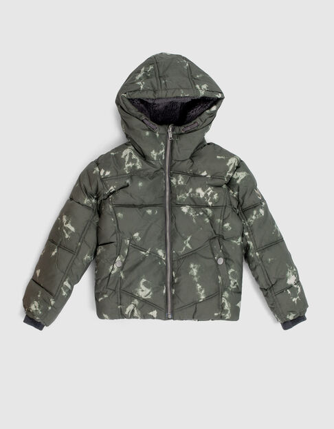 Boys’ khaki tie-dye hooded padded jacket