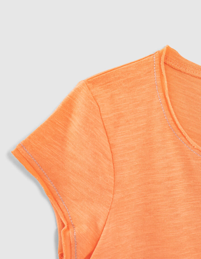 Aprikosenfarbenes Mädchen-T-Shirt Essentiels mit Stickerei - IKKS