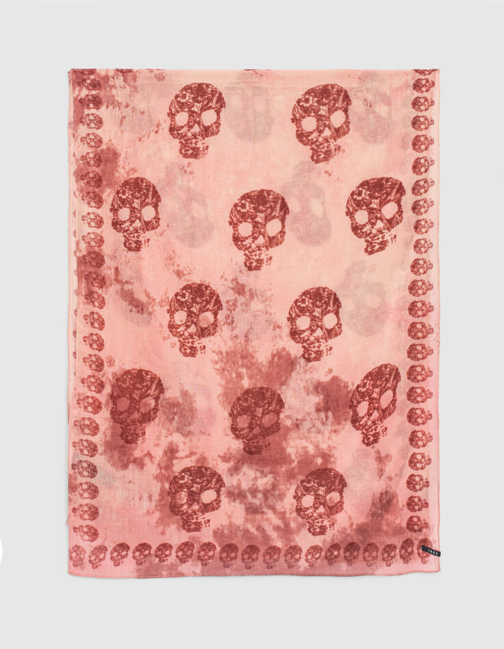 Women’s pink skull motif tie-dye scarf-2