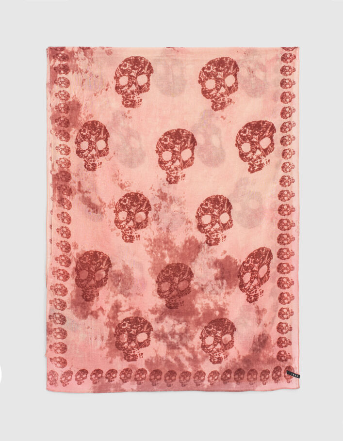 Women’s pink skull motif tie-dye scarf - IKKS