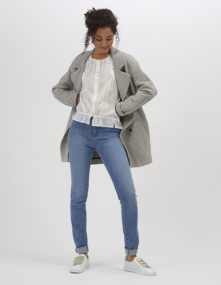 Cremeweiße Bluse mit Stickerei I.Code-6