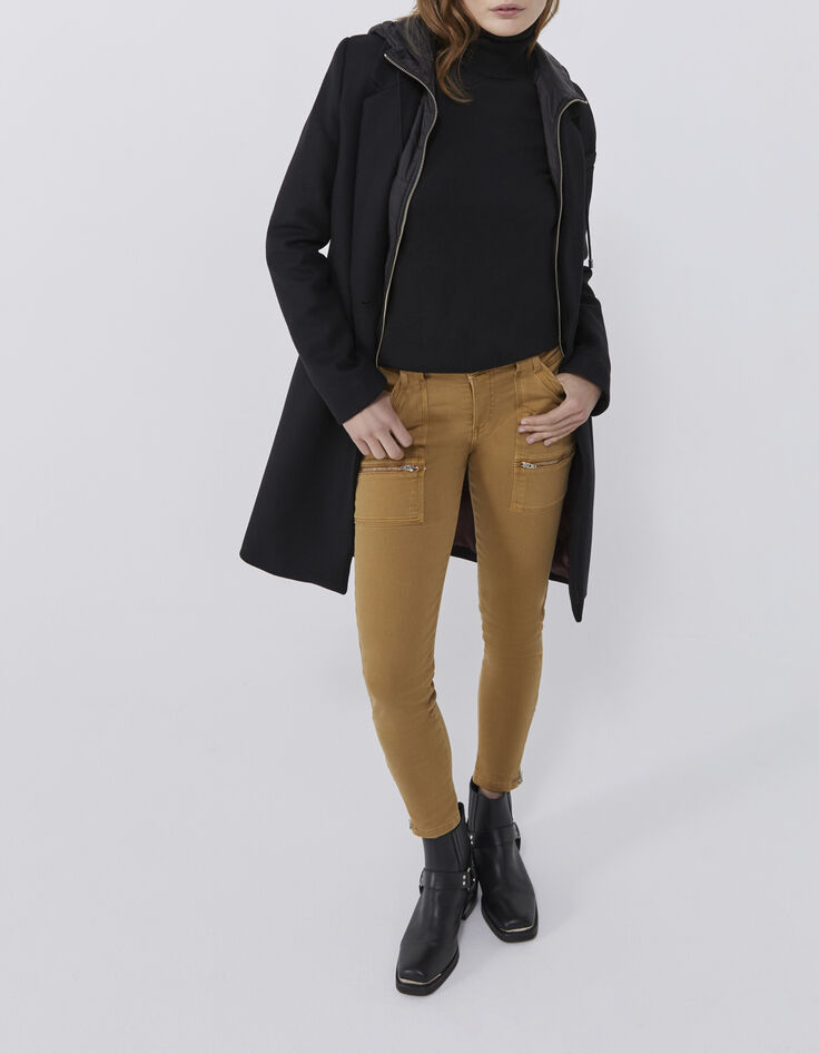 Hellbraune low waist Slim-Damenjeans-1