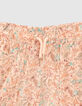 Pfirsichrote M&auml;dchenhose Viskose mit Blumenprint-4
