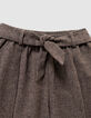Braune Mädchenshorts aus meliertem Flanell-2