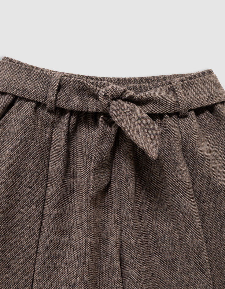 Braune Mädchenshorts aus meliertem Flanell-2