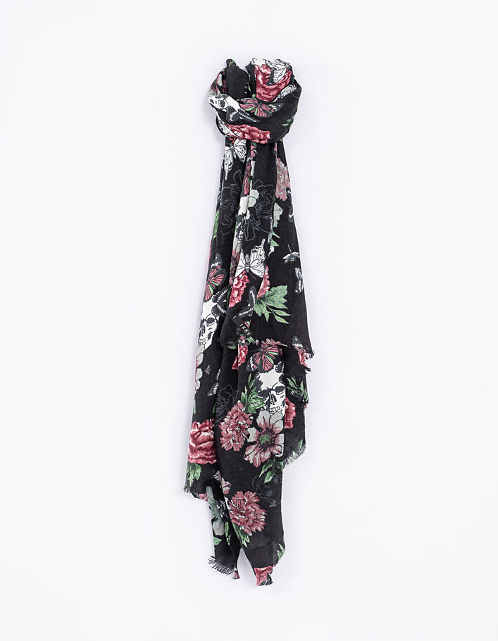 Women’s floral butterfly and vanitas print scarf - IKKS