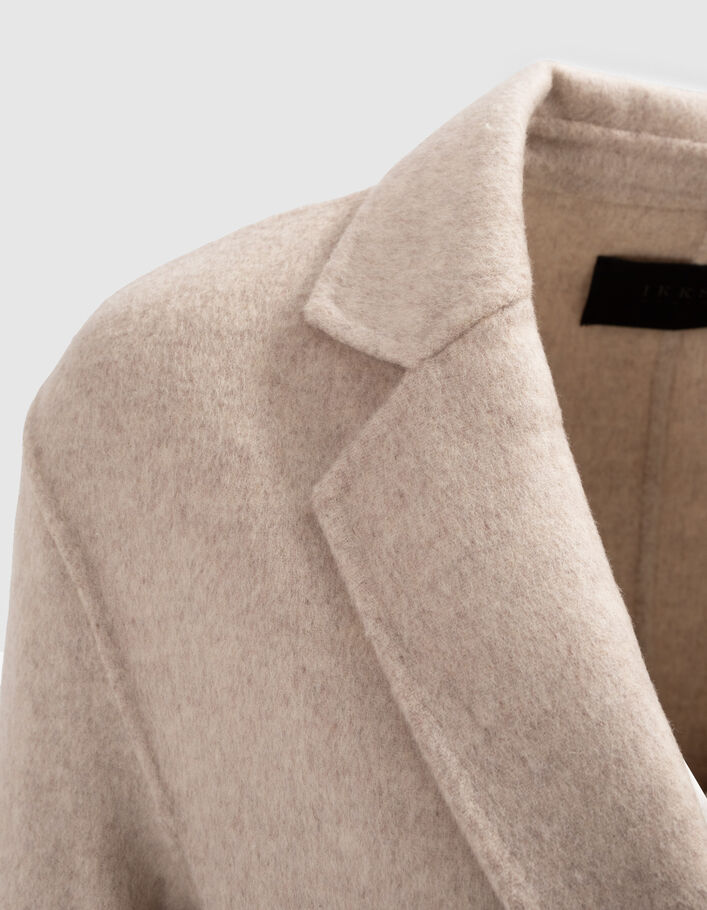 Women’s ecru wool mid-length coat with statement buttons - IKKS