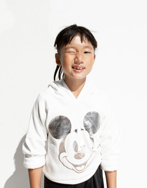Girls’ white IKKS–MICKEY hoodie with silver Mickey