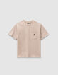 Beige T-shirt biokatoen zak maxi opdruk rug jongens-4