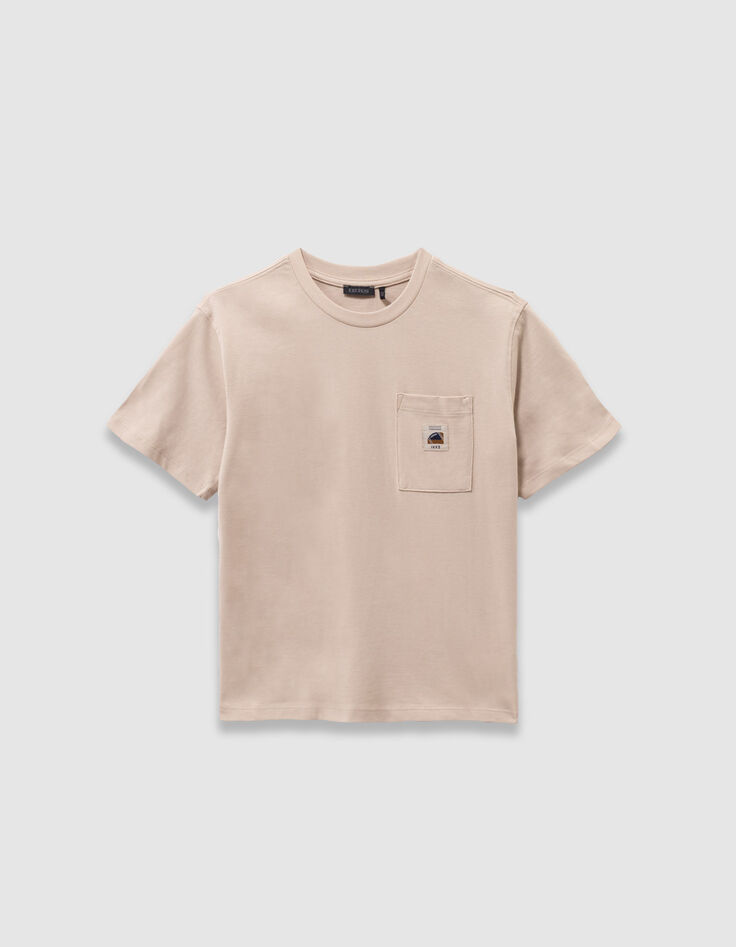 Beige T-shirt biokatoen zak maxi opdruk rug jongens-4