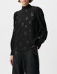 Blouse manche longue noire motif l&eacute;opard brod&eacute; sequins Femme-2