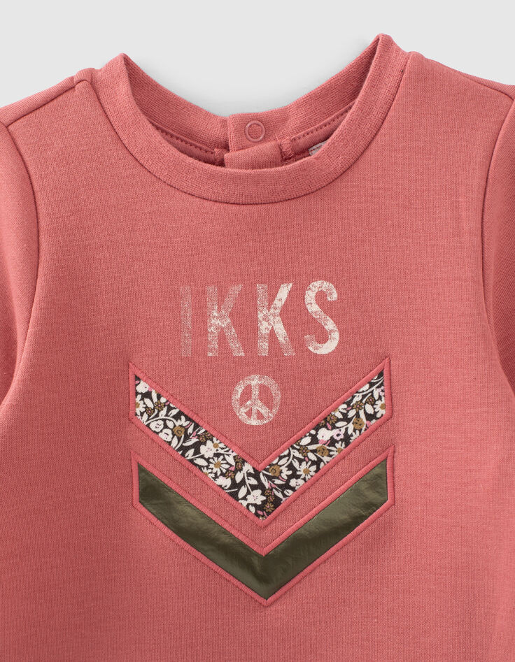 Baby girls’ rosewood embroidered chevron sweatshirt dress-2