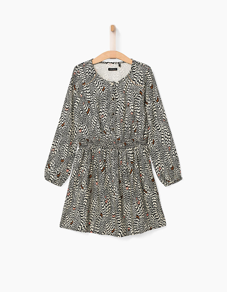 Robe 2 en 1 écrue imprimée et sweat doudou fille-3 Robe 2 en 1 écrue imprimée et sweat doudou fille-3