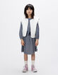Girls’ 2-in-1 navy leopard-bow print dress and waistcoat-1