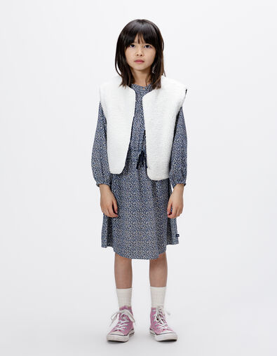 Girls’ 2-in-1 navy leopard-bow print dress and waistcoat - IKKS