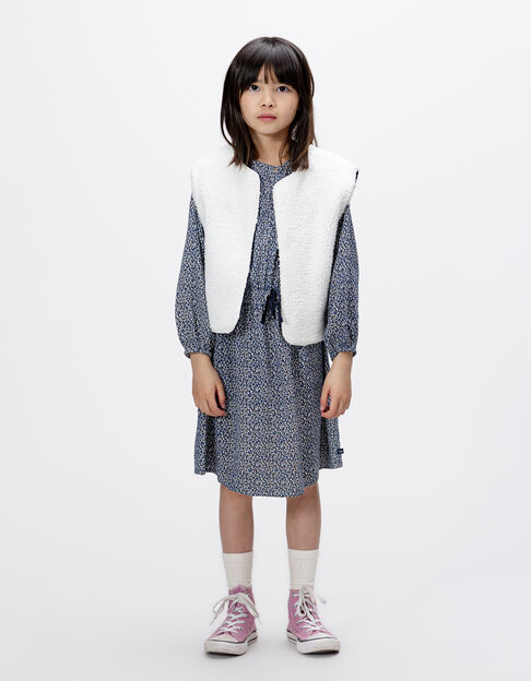 Girls’ 2-in-1 navy leopard-bow print dress and waistcoat - IKKS